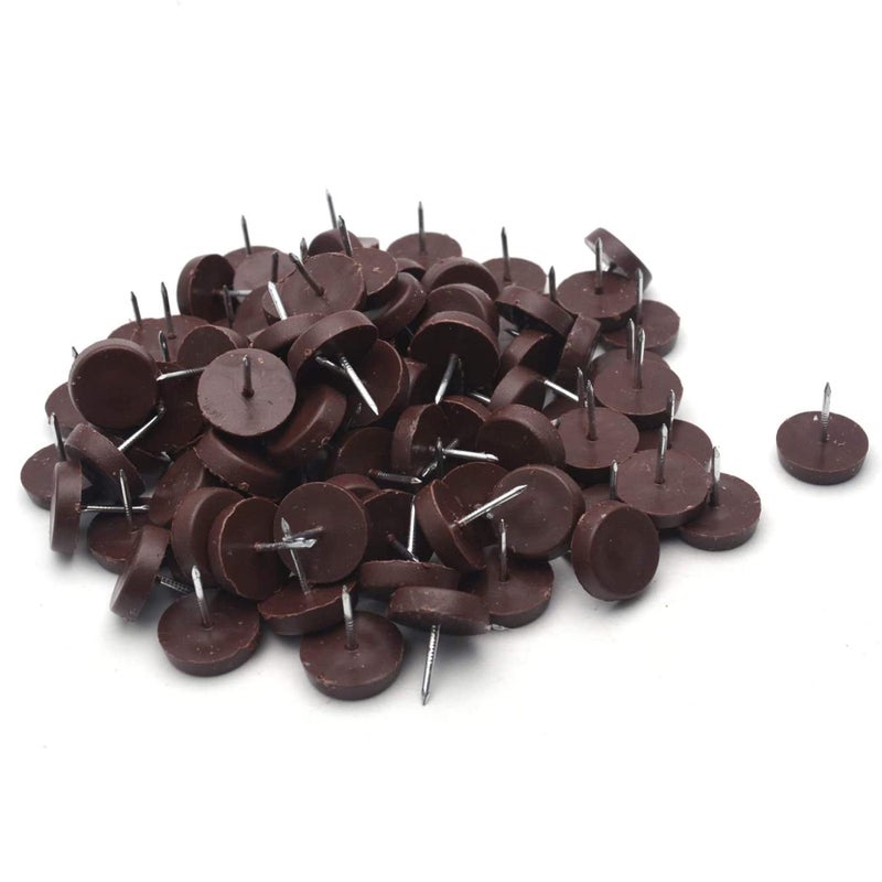 Zayi 18mm Dia Brown Nylon Slider Glides, Plastic Glide Nails Chair Table Leg Protector Pads for Wooden Leg Feet of Chair Table Sofa 50pcs(18mm, Brown) - Image 1